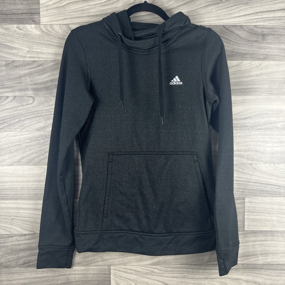 Adidas Hoodie Womens Small Black Climawarm Long Sleeve Workout Casual Gym Ladies